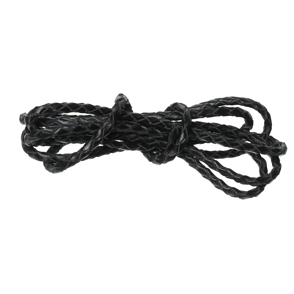 Cuir rond tress&eacute; Noir 03 mm x 2 m&egrave;tres