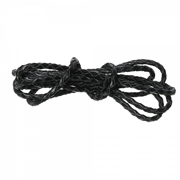 Cuir rond tress&eacute; Noir 03 mm x 2 m&egrave;tres