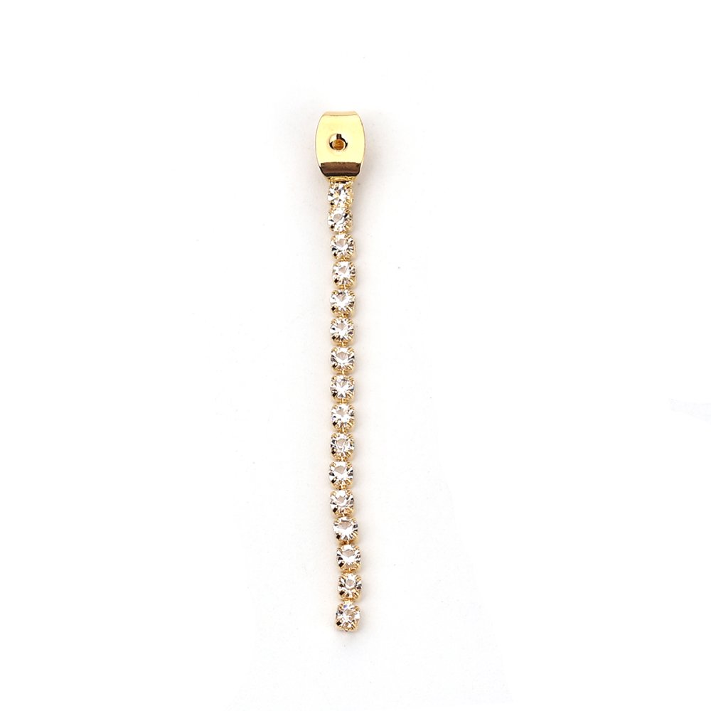 Embout de Boucles d'Oreilles N&deg;02 en Cuivre Plaqu&eacute; Or V&eacute;ritable &agrave; Strass Transparent