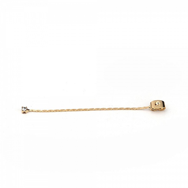 Embout de Boucles d'Oreilles N&deg;01 en Cuivre Plaqu&eacute; Or V&eacute;ritable &agrave; Strass Transparent