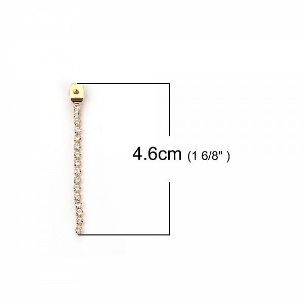 Embout de Boucles d'Oreilles N&deg;02 en Cuivre Plaqu&eacute; Or V&eacute;ritable &agrave; Strass Transparent