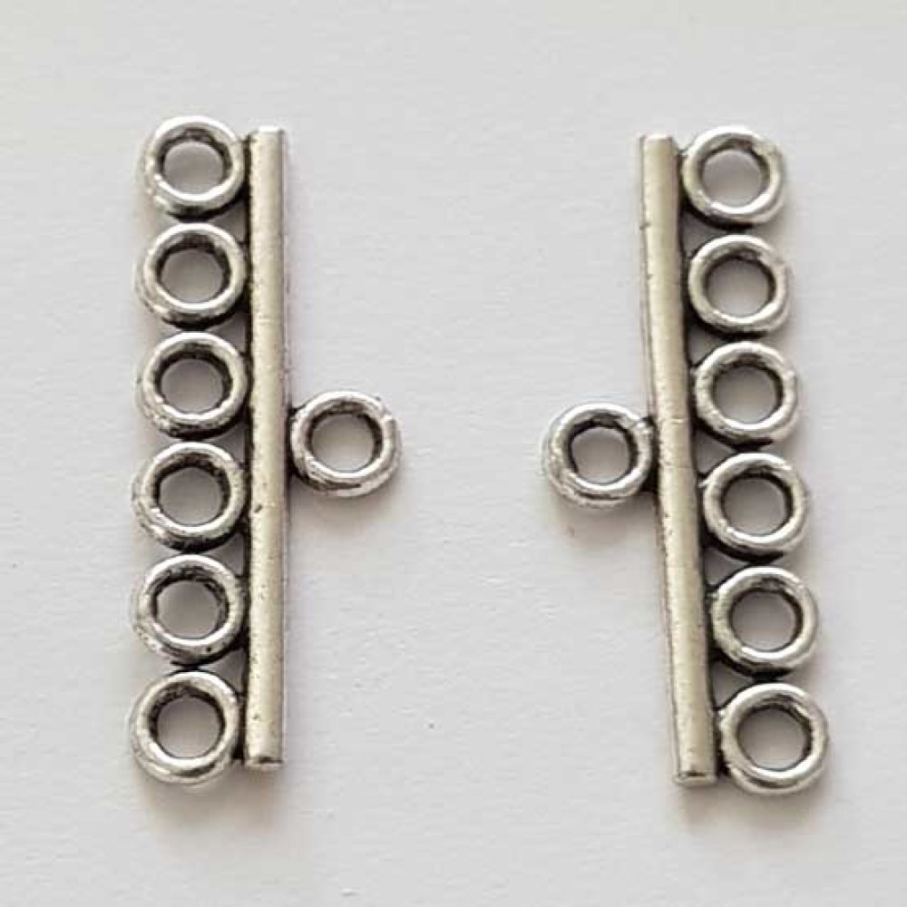 Embout fermoir multi rangs 6 trous Argent N&deg;04