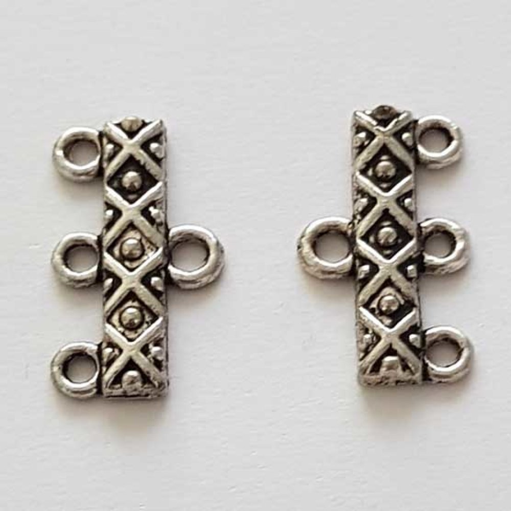 Embout fermoir multi rangs 3 trous Argent N&deg;05