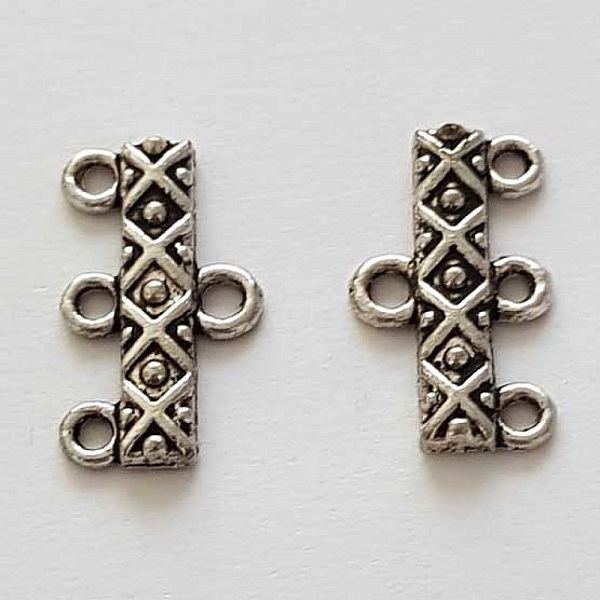 Embout fermoir multi rangs 3 trous Argent N&deg;05