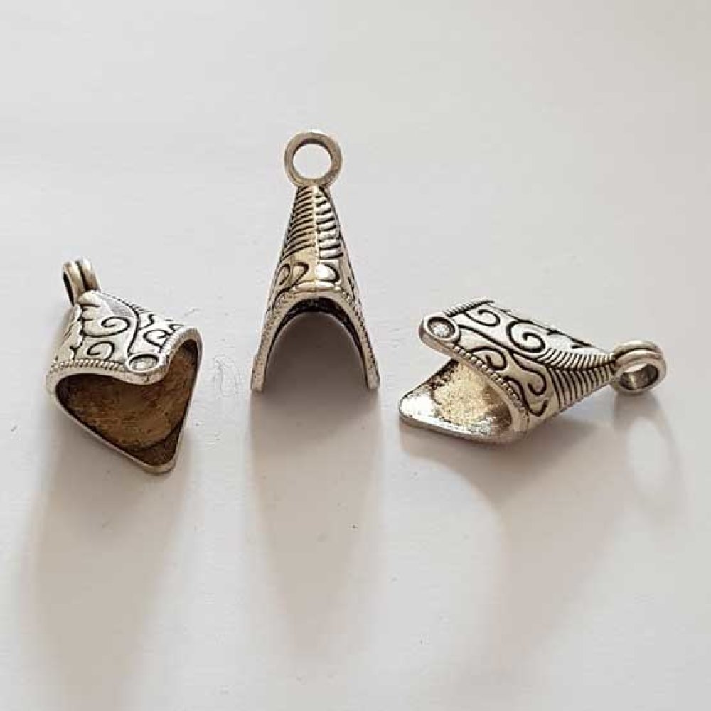 Embout &agrave; coller N&deg;17 Argent 32 x 19 mm