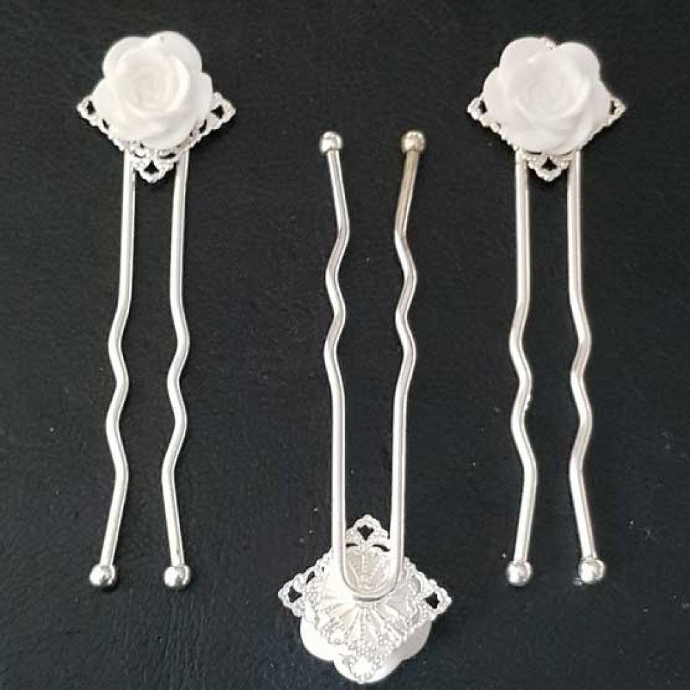 Epingle &agrave; cheveux Blanc mariage N&deg;04