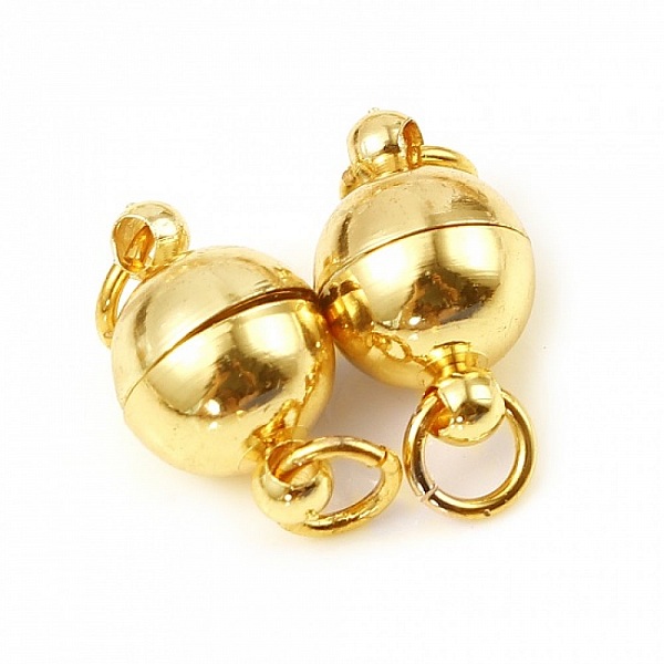 Fermoir Magn&eacute;tique Boule 20 x 8 mm Plaqu&eacute; Or R&eacute;el 18K