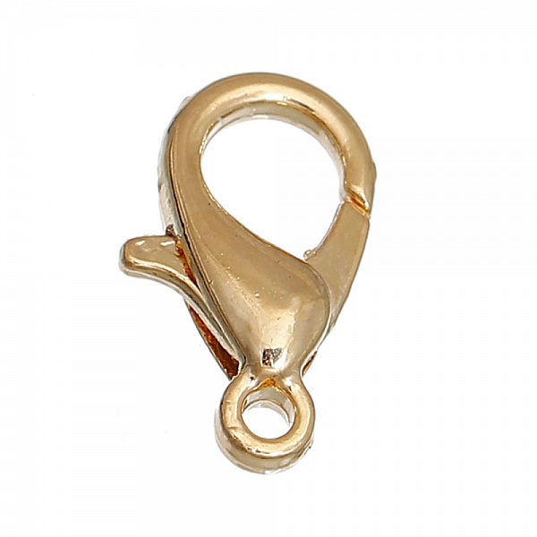 Fermoir Mousqueton 12 x 7 mm Plaqu&eacute; Or R&eacute;el 14K