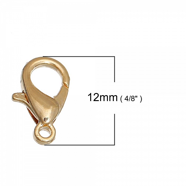 Fermoir Mousqueton 12 x 7 mm Plaqu&eacute; Or R&eacute;el 14K