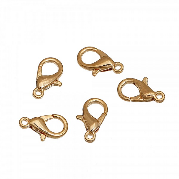 Fermoir Mousqueton 12 x 7 mm Plaqu&eacute; Or R&eacute;el 14K