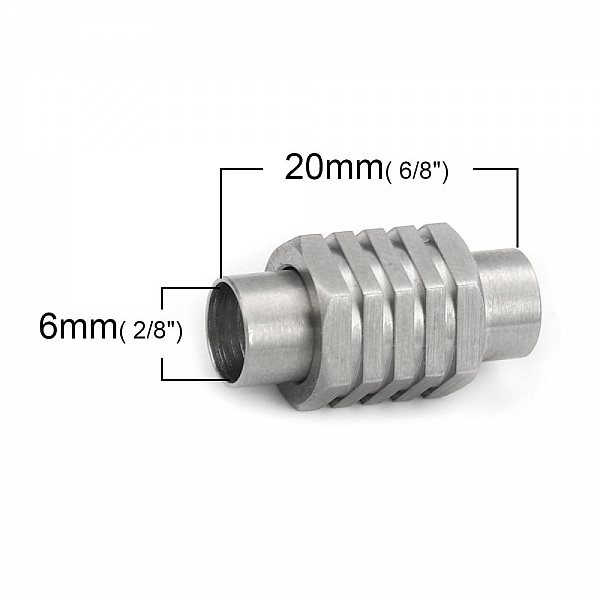 Fermoir aimant&eacute; Inoxydable 06 mm Argent N&deg;01