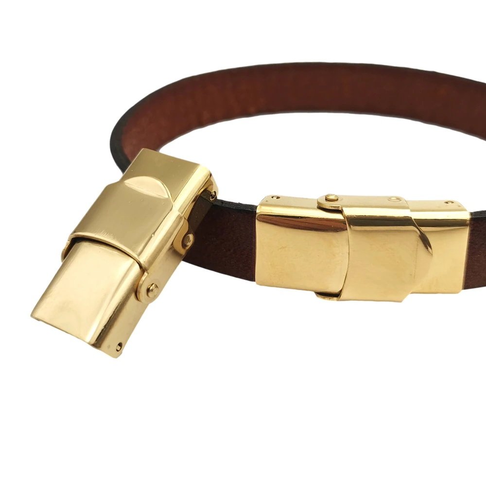 Fermoir clip griffe pour cuir 10 mm de large Dor&eacute;