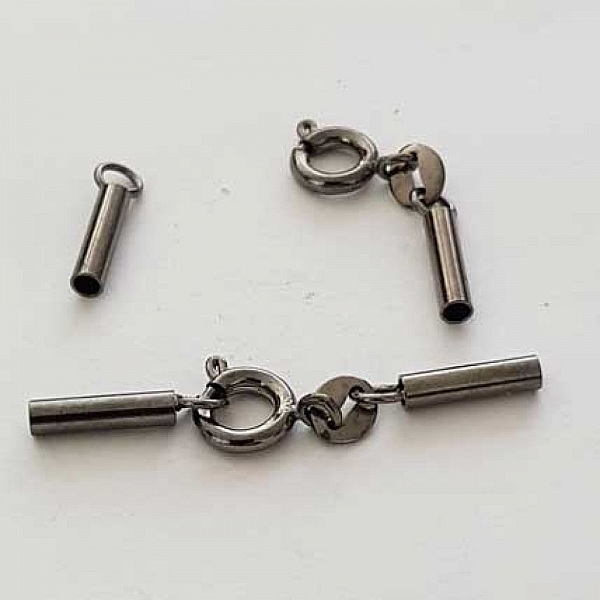 Fermoir complet 38 x 2,2 mm Gun M&eacute;tal x 2