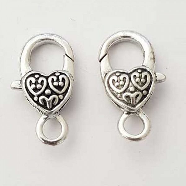 Fermoir mousqueton C&oelig;ur N&deg;01  Argent