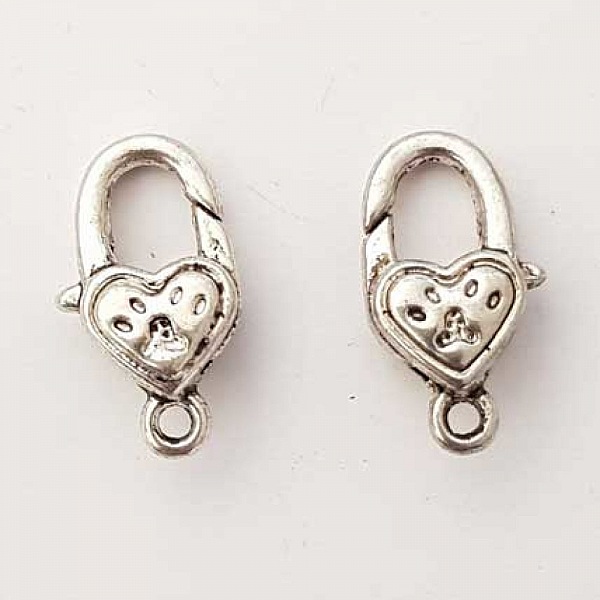 Fermoir mousqueton C&oelig;ur N&deg;04 Argent