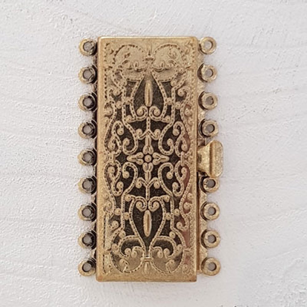 Fermoir rectangulaire Multi-Rangs Bronze.