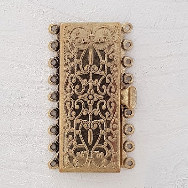 Fermoir rectangulaire Multi-Rangs Bronze.