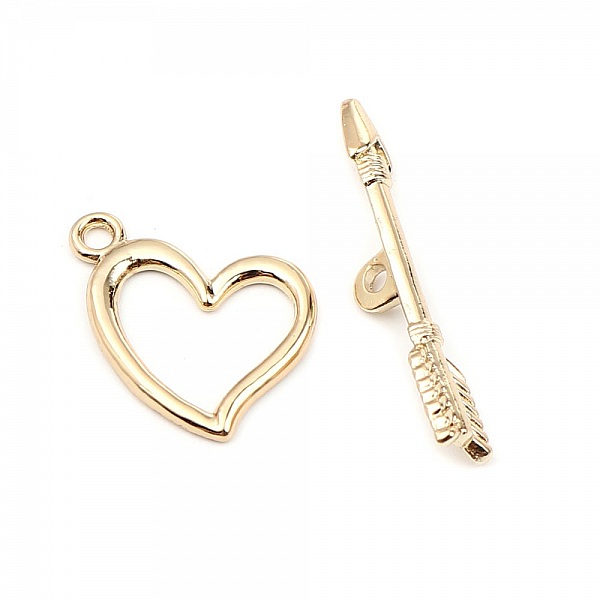 Fermoirs Toggle Motif C&oelig;ur et Fl&egrave;che Plaqu&eacute; Or 16K N&deg;01