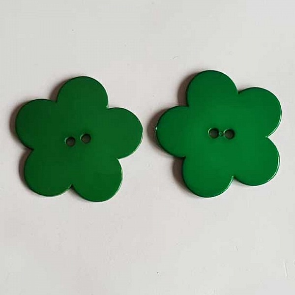 Fleur Big Pop r&eacute;sine 38mm 2 trous Vert Fonc&eacute;