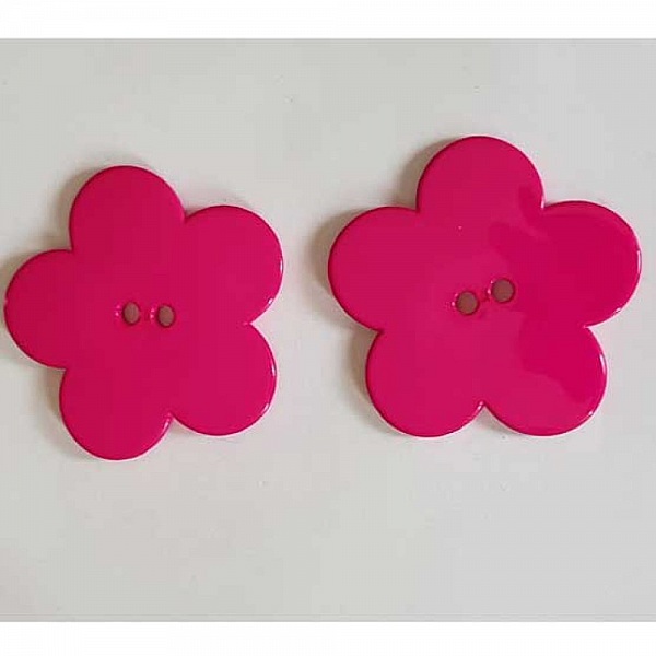 Fleur Big Pop r&eacute;sine 58mm 2 trous Fushia