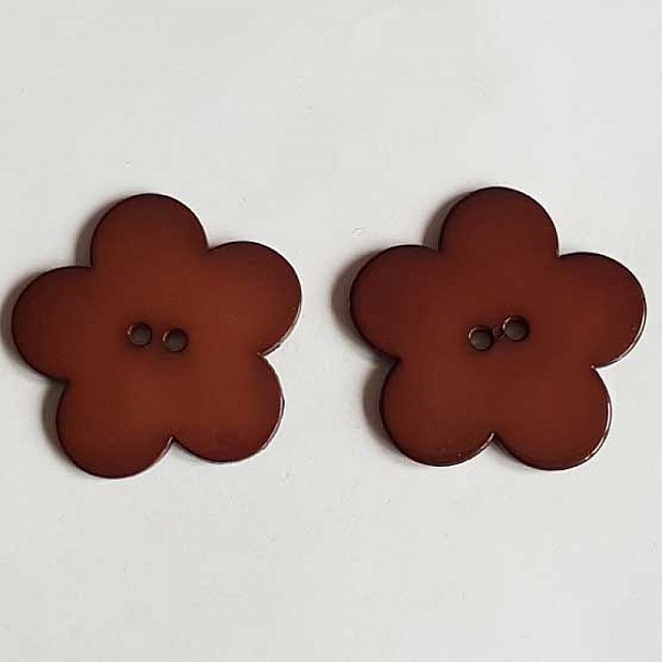 Fleur Big Pop r&eacute;sine 58mm 2 trous Marron Fonc&eacute;