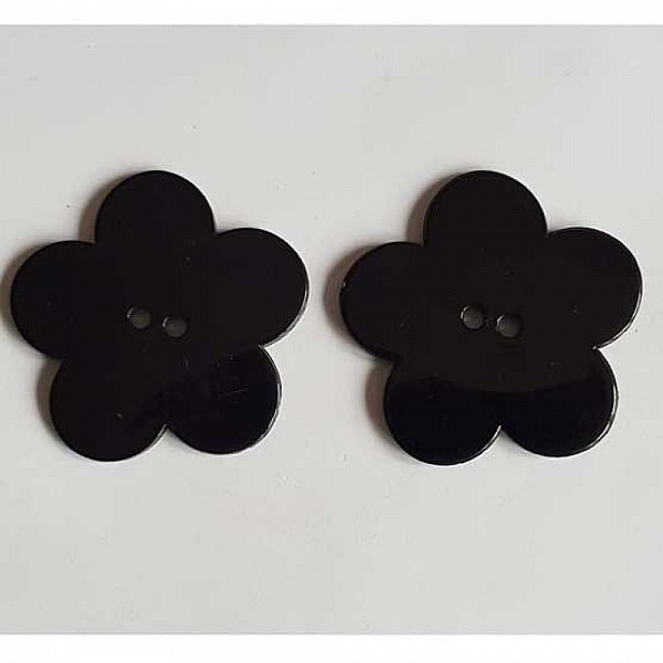 Fleur Big Pop r&eacute;sine 58mm 2 trous Noir