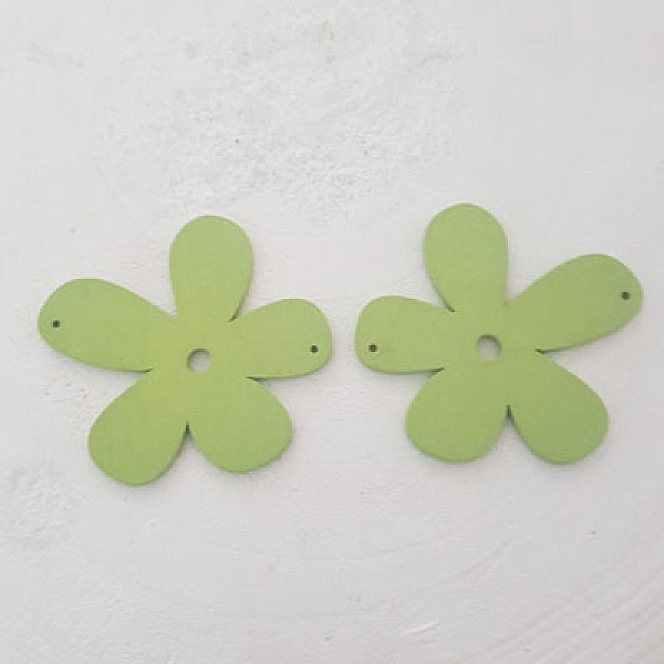 Fleur Bois pendentif ou connecteur 57 mm Vert