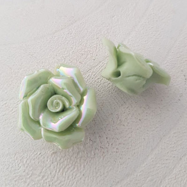 Fleur Fa&iuml;ence 20 mm N&deg;02-10 Vert turquoise