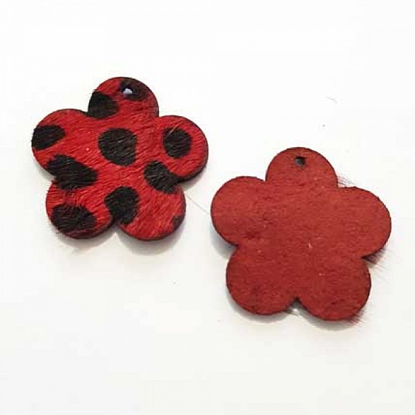 Fleur Fourrure Rouge 30x30mm x 1