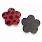 Fleur en fourrure rouge à pois noirs doublée cuir.