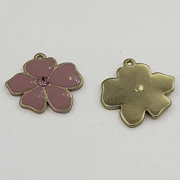 Fleur M&eacute;tal &Eacute;maill&eacute; 25 mm Mauve