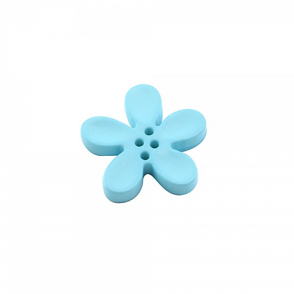 Fleur Orchid&eacute;e r&eacute;sine 4 trous 30 x 3 mm Aquamarine