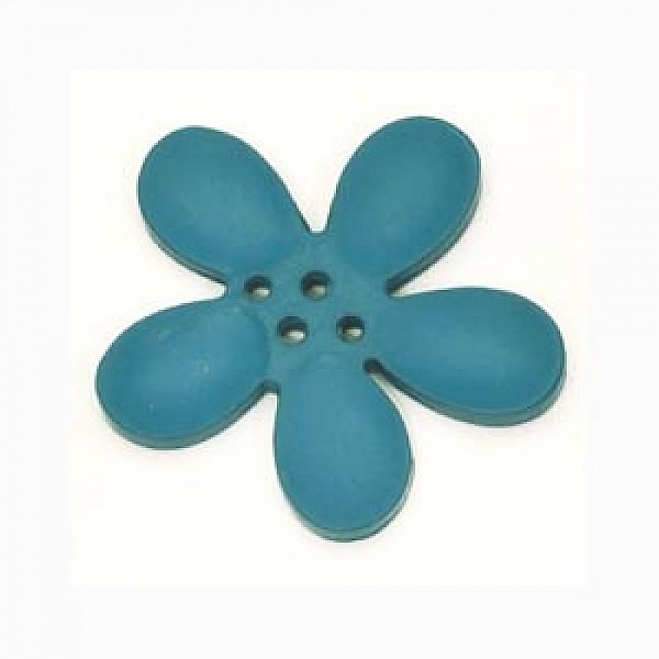 Fleur Orchid&eacute;e r&eacute;sine 4 trous 30 x 3 mm Turquoise Fonc&eacute;