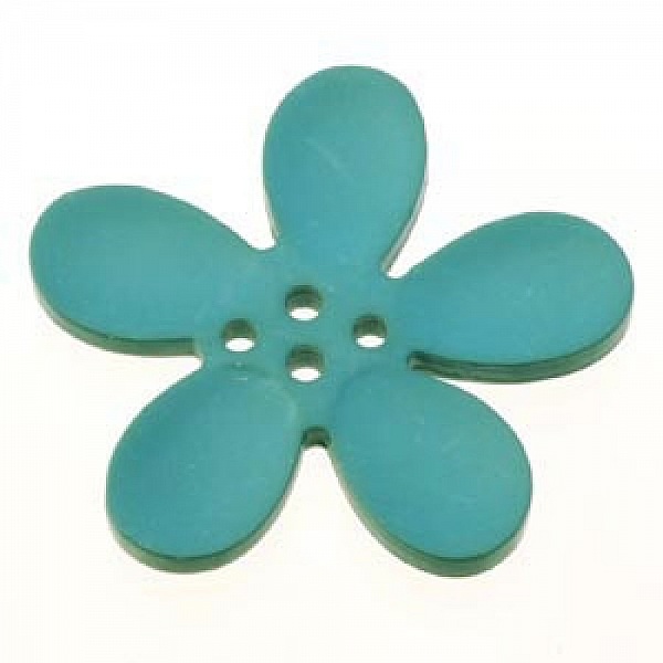 Fleur Orchid&eacute;e r&eacute;sine 4 trous 20 x 3 mm Turquoise Clair