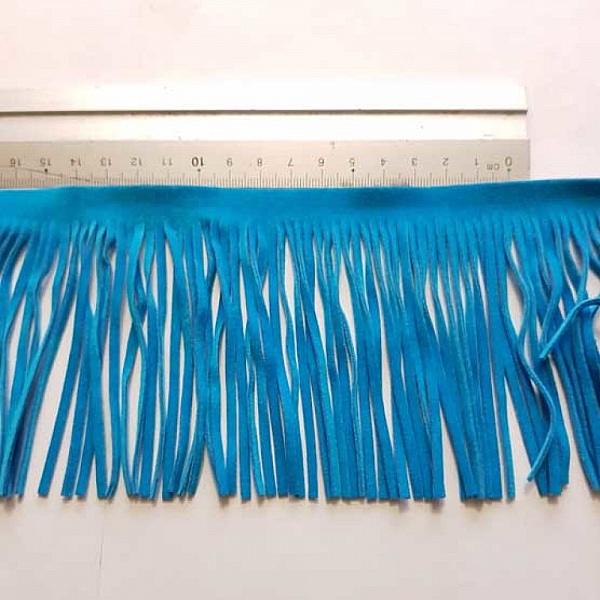 Frange En Su&eacute;dine de 10 cm De Large Turquoise