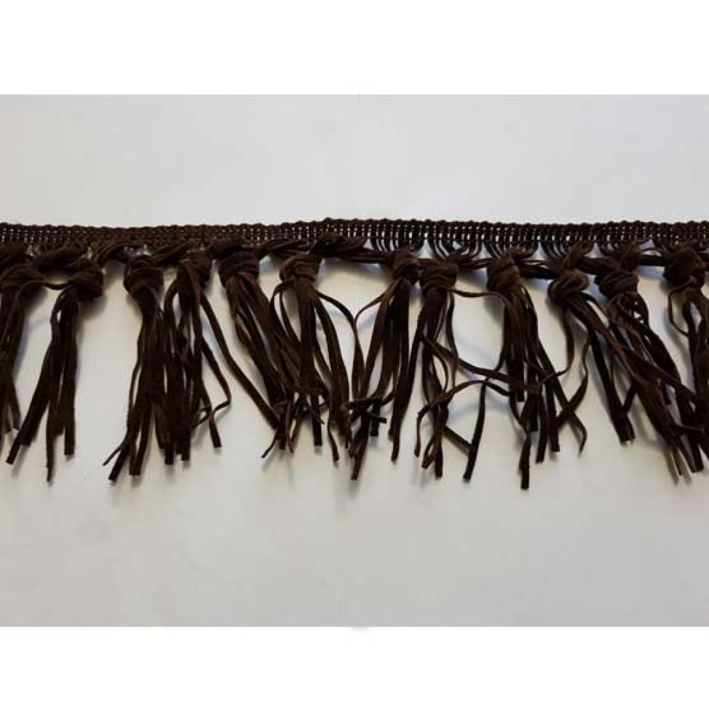 Frange Fantaisie En Su&eacute;dine de 10 cm De Large Marron Fonc&eacute;