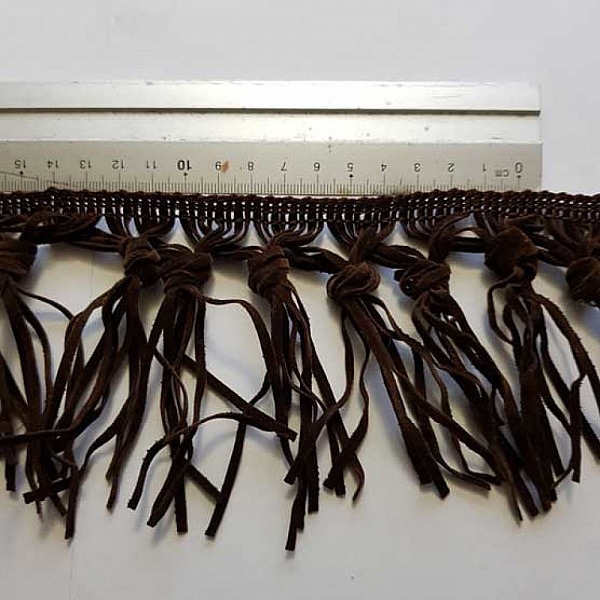 Frange Fantaisie En Su&eacute;dine de 10 cm De Large Marron Fonc&eacute;
