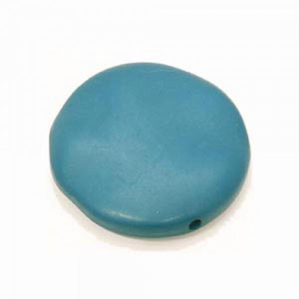 Galet plat r&eacute;sine rond 40 x 10 mm effet cuir Turquoise Fonc&eacute;