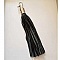 Grand Pompon cuir 21 cm Noir Fermoir porte cl&eacute; Argent