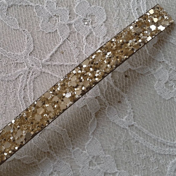 Lani&egrave;re paillettes Dor&eacute; de 10 mm doubl&eacute;e cuir par 20 cm