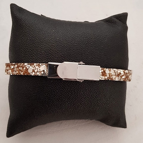 Lani&egrave;re paillettes Dor&eacute; de 10 mm doubl&eacute;e cuir par 20 cm
