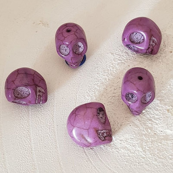 Lot 08 T&ecirc;tes de mort en Howlite teint&eacute;s 18 mm