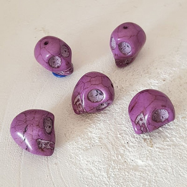 Lot 09 T&ecirc;tes de mort en Howlite teint&eacute;s 18 mm