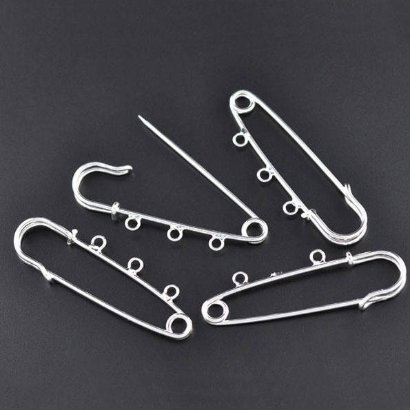 Lot 20 Supports Broches &Eacute;pingle &agrave; Nourrice Argent&eacute; 3 anneaux 70x20mm N&deg;003 