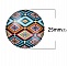 Cabochon en verre rond 25 mm motif géométrique aztèque.