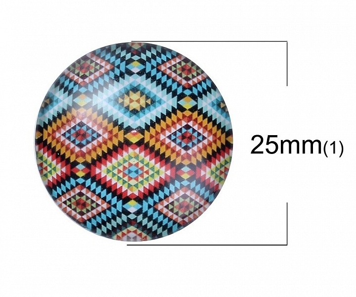 Lot 40 cabochons verre rond 25 mm 95108