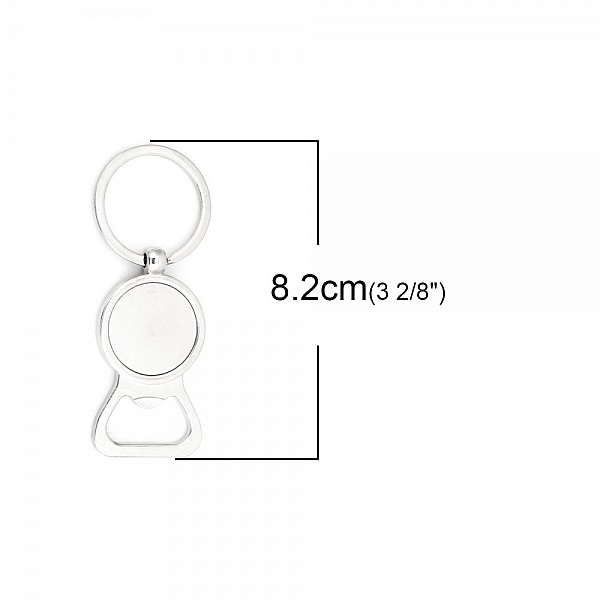 Lot de 10 Porte cl&eacute;s d&eacute;capsuleurs 25 mm argent N&deg;01