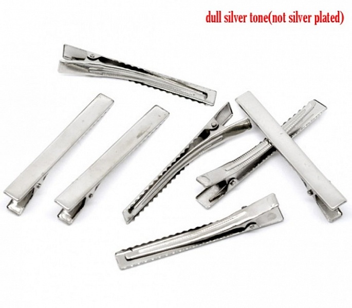 Lot de 20 pinces barrettes Crocodiles - Couleur Argent 75 mm x 9 mm