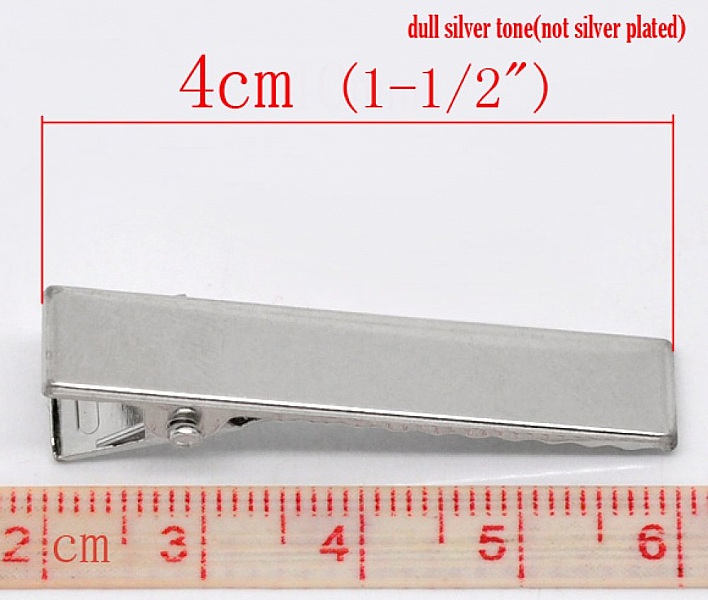 Lot de 50 &eacute;pingles cheveux pinces barrettes Crocodiles - Couleur Argent 40 mm x 8 mm