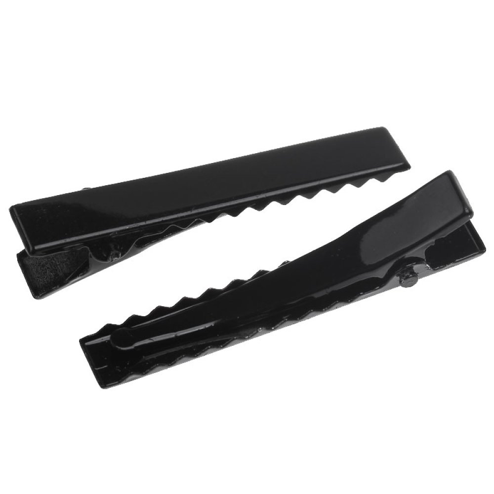 Lot de 50 &eacute;pingles cheveux pinces barrettes Crocodiles - Couleur Noir 46 mm x 7 mm